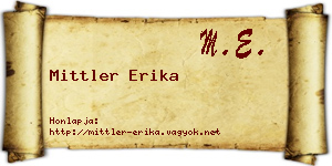 Mittler Erika névjegykártya